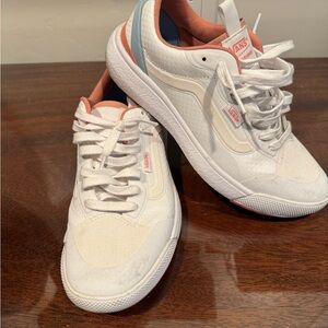 Vans White and Pink Women's Sneakers